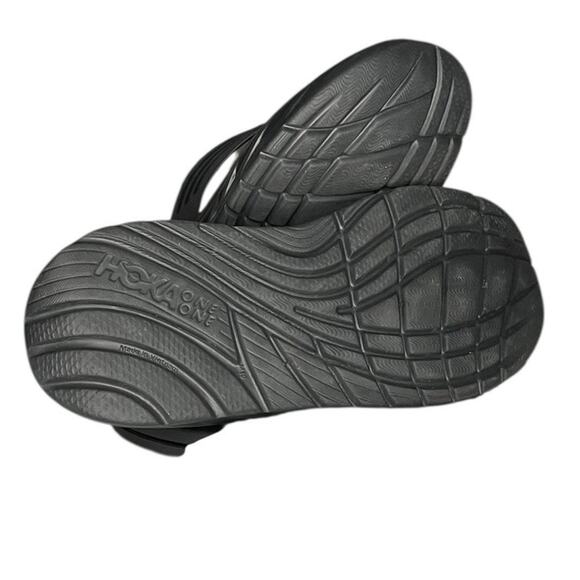 Mens Hoka One One Ora Recovery Slip-On Casual Flip-Flop Sandal Size 10 Black - Picture 3 of 6